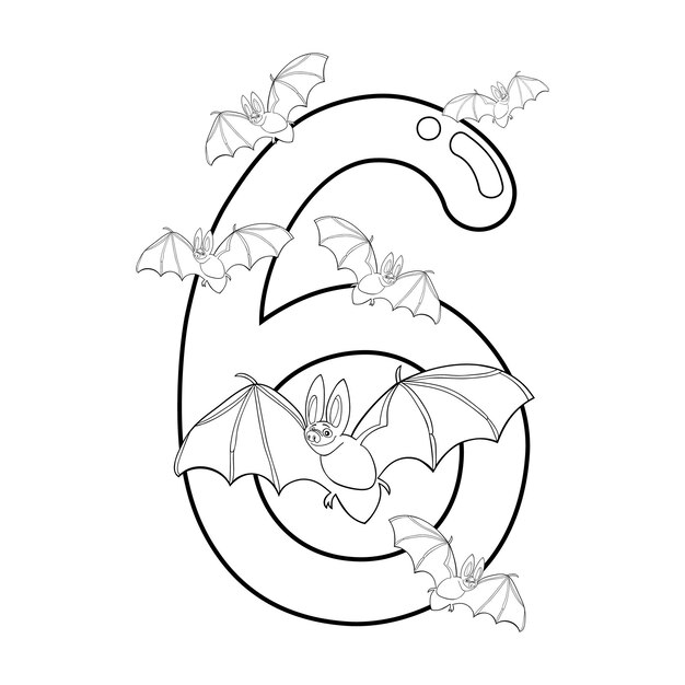 Ilustración de página para colorear Kawaii número 6 dibujada a mano