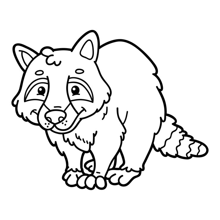 Vector ilustración página para colorear con mapache bebé de dibujos animados