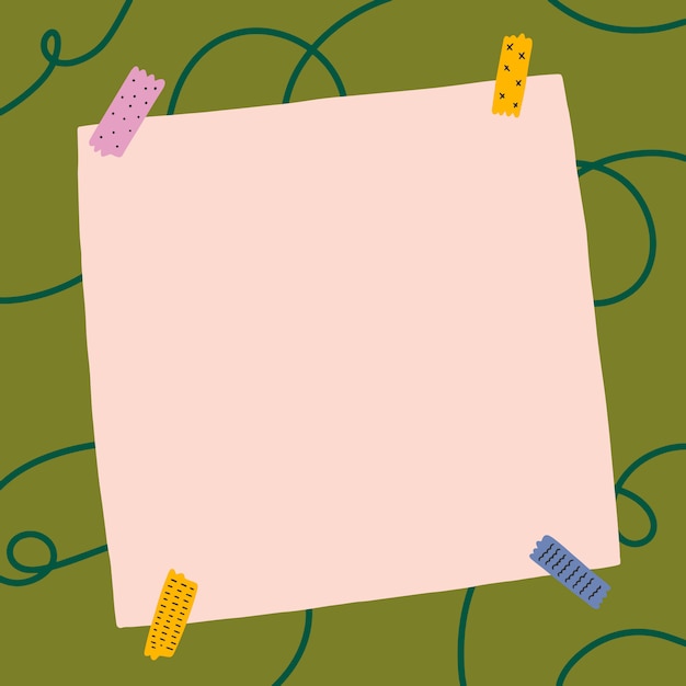 Ilustración de página de papel en blanco con cinta washi