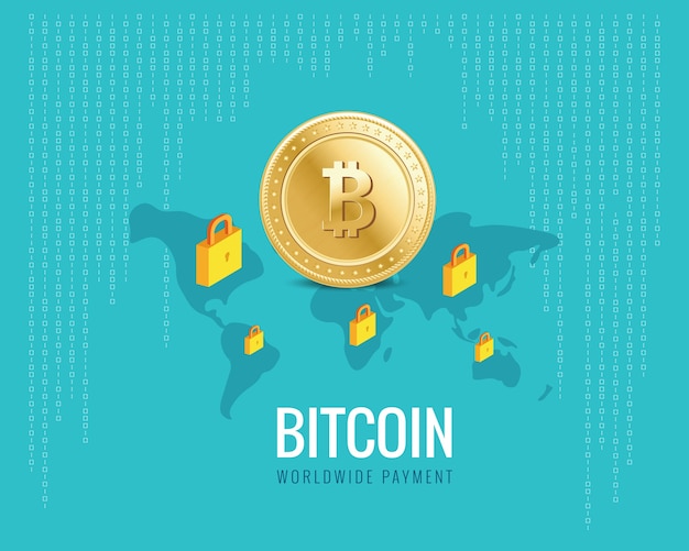 Ilustración de pago mundial de bitcoin