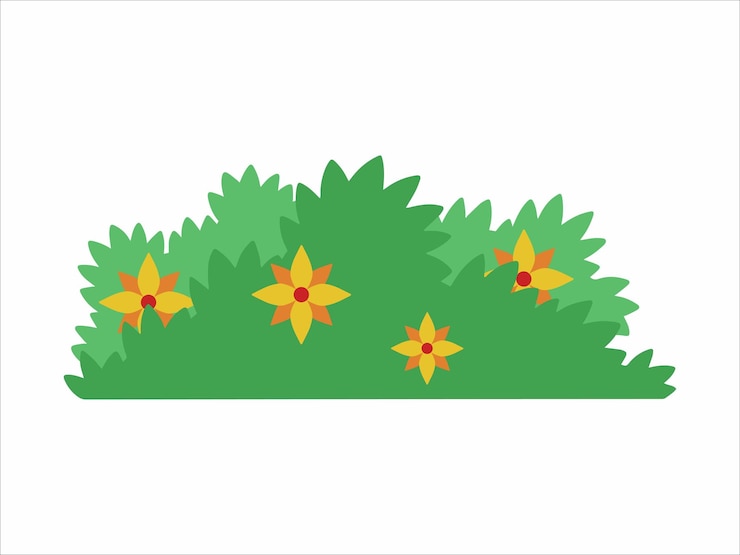 Vector ilustración del paisaje de arbustos verdes