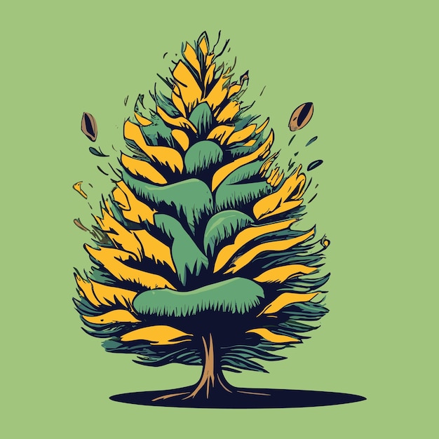 Ilustración de paisaje de arte vectorial de árbol