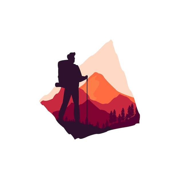 ilustración de paisaje de bakpacker