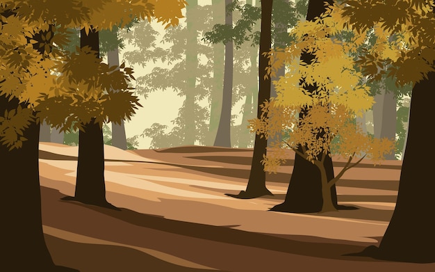 Ilustración de paisaje de bosque vectorial