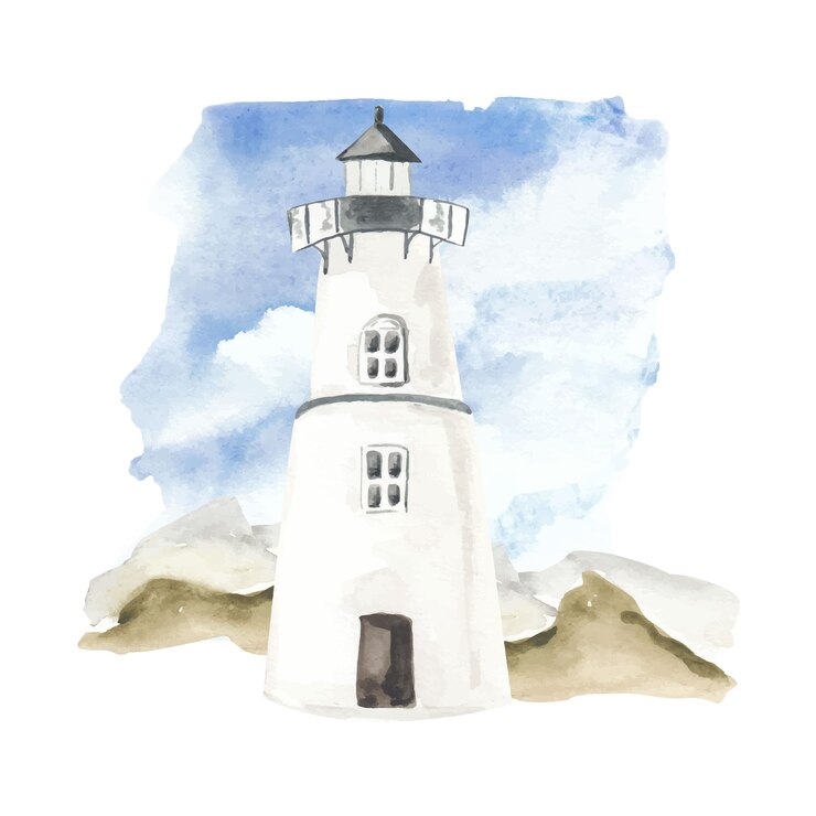 Ilustración de paisaje de faro