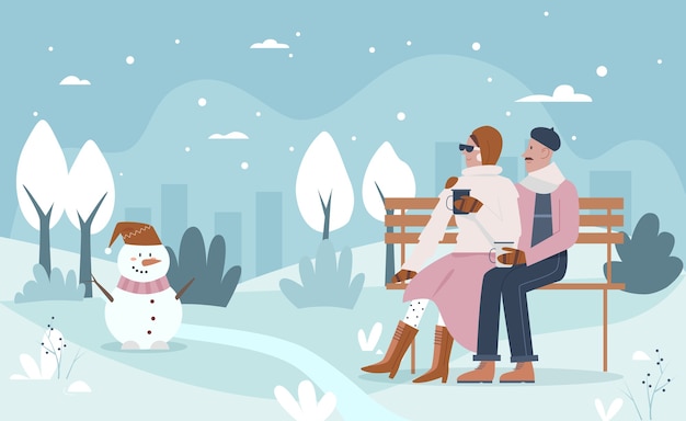 Ilustración de un paisaje de invierno