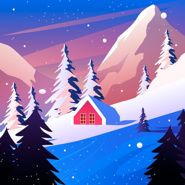 Ilustración de un paisaje de invierno
