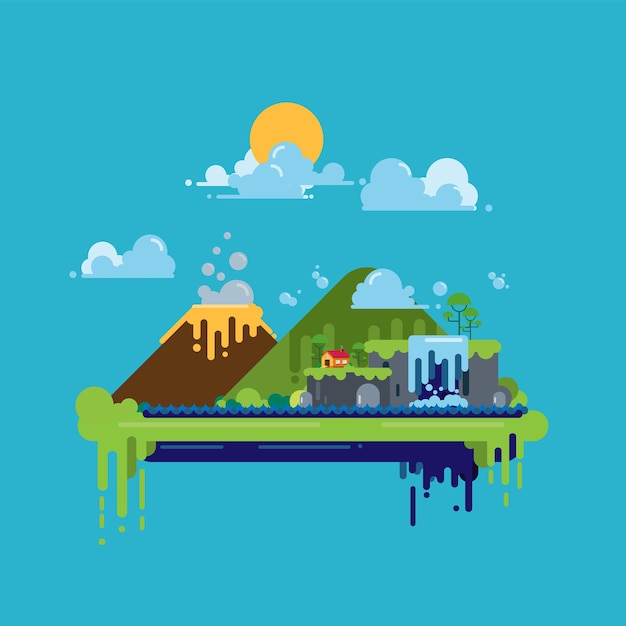 Vector ilustración de paisaje de naturaleza de diseño plano