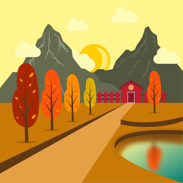 Ilustración de paisaje de otoño