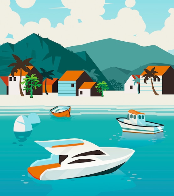 Vector ilustración de paisaje de verano