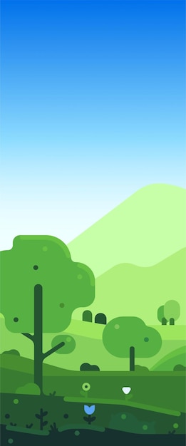 Vector ilustración de paisaje vertical del mediodía