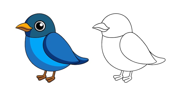 Ilustración del pájaro azul de dibujos animados