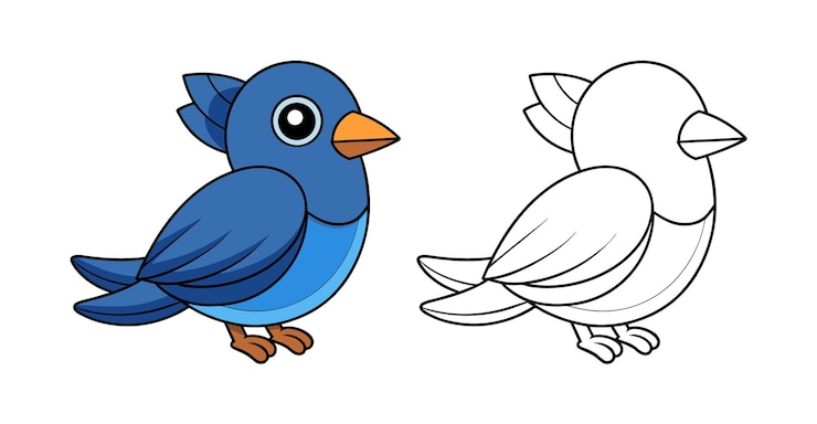 Vector ilustración de un pájaro azul de dibujos animados