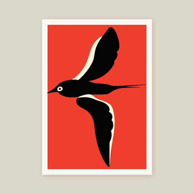 ilustración, de, pájaro, colorido, retro, pájaro, animal
