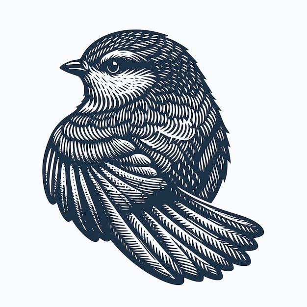 Ilustración de un pájaro con estilo de grabado