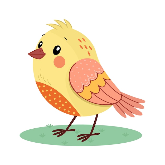 Ilustración de pájaros de dibujos animados con un diseño caprichoso y colores brillantes