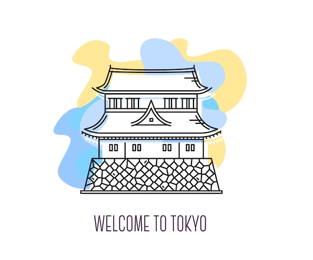 Ilustración del palacio imperial de tokio símbolo emblemático de japón turismo de asia