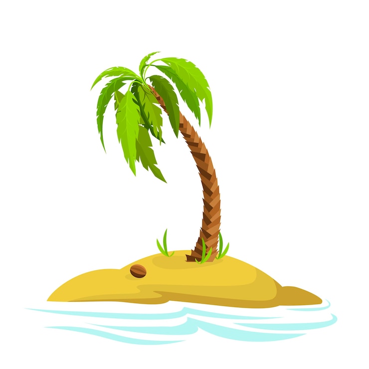 Vector ilustración de una palmera en una isla palmera decorativa aislado sobre fondo blanco.