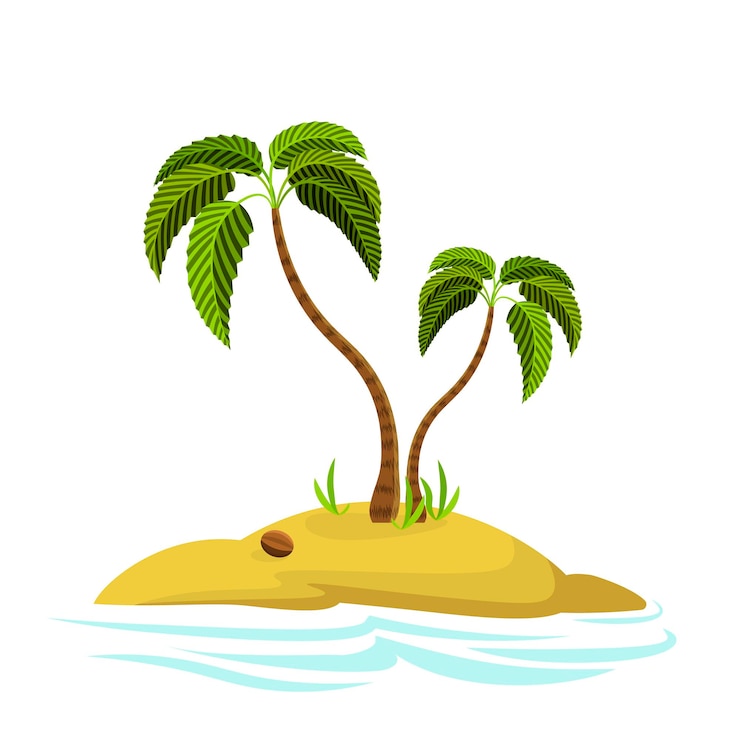 Vector ilustración de una palmera en una isla palmera decorativa aislado sobre fondo blanco.