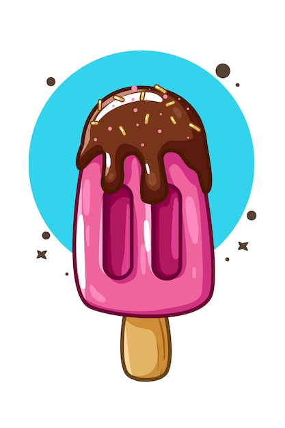 Una ilustración de palo de helado rosa