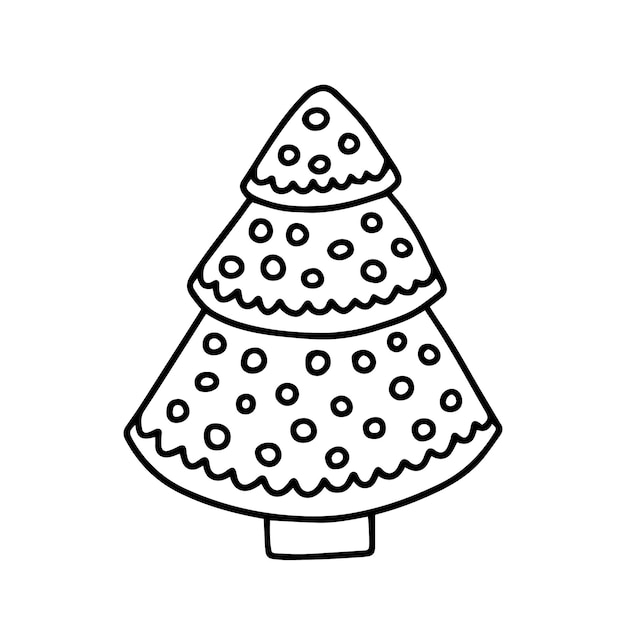 Ilustración de pan de jengibre de árbol de navidad galleta de jengibre vectorial de garabato en forma de árbol de navidad