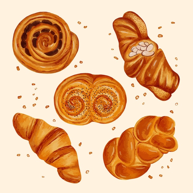 Ilustración de pan y pasteles