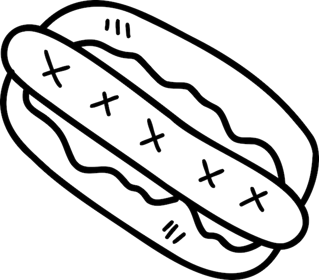 Ilustración de pan de perro caliente delicioso dibujado a mano