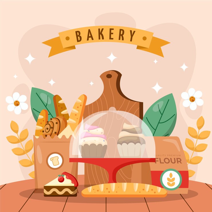 Vector ilustración de panadería dibujada a mano
