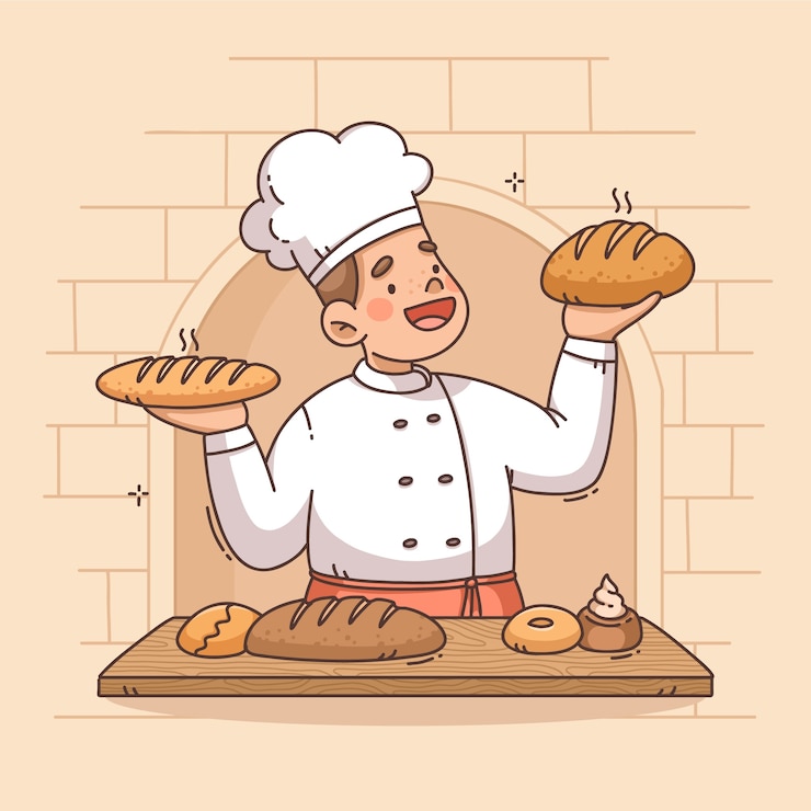 Ilustración de panadería dibujada a mano
