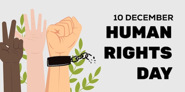 Ilustración de una pancarta horizontal para el día de los derechos humanos