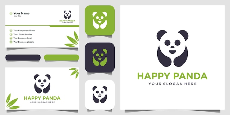 Vector ilustración de panda la cabeza de panda. sonriente cara de animal. oso de bambú oso chino logotipo. símbolo de carnaval linda foto. y tarjeta de visita