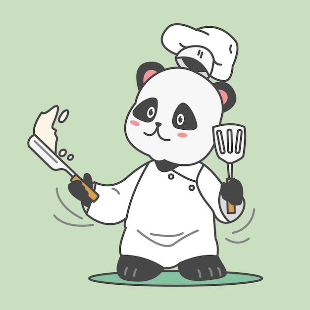 Ilustración de un panda cocinando