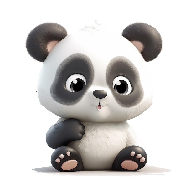Vector ilustración de panda de dibujos animados dibujados a mano aislado sobre fondo blanco