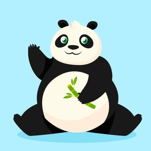 Ilustración de panda de dibujos animados dibujados a mano