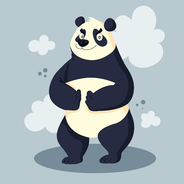 Vector ilustración de panda de dibujos animados dibujados a mano