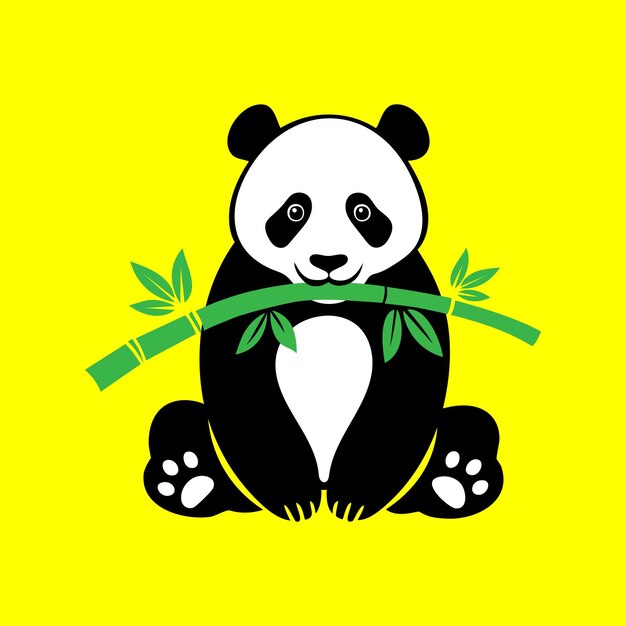 Ilustración de un panda lindo comiendo bambú