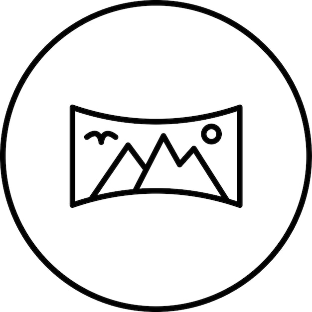 Ilustración panorámica del icono vectorial del conjunto de iconos de fotografía