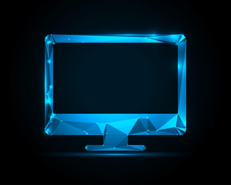 Vector ilustración de pantalla de computadora geométrica de monitoreo de bajo polimétrico en estilo de diseño poligonal moderno