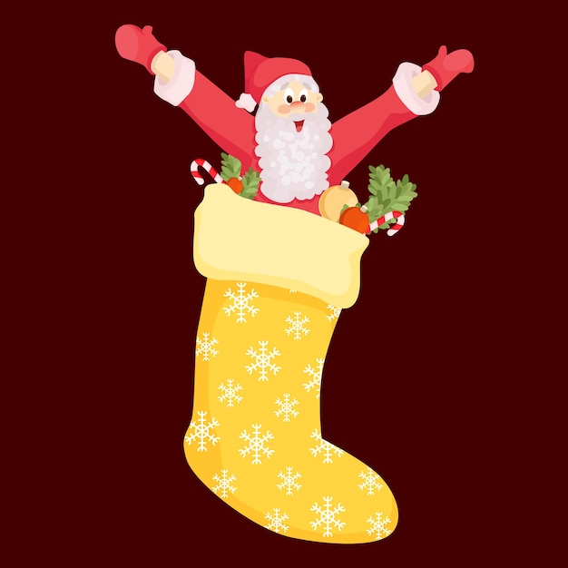 Ilustración de un Papá Noel alegre con regalos y en un hermoso diseño
