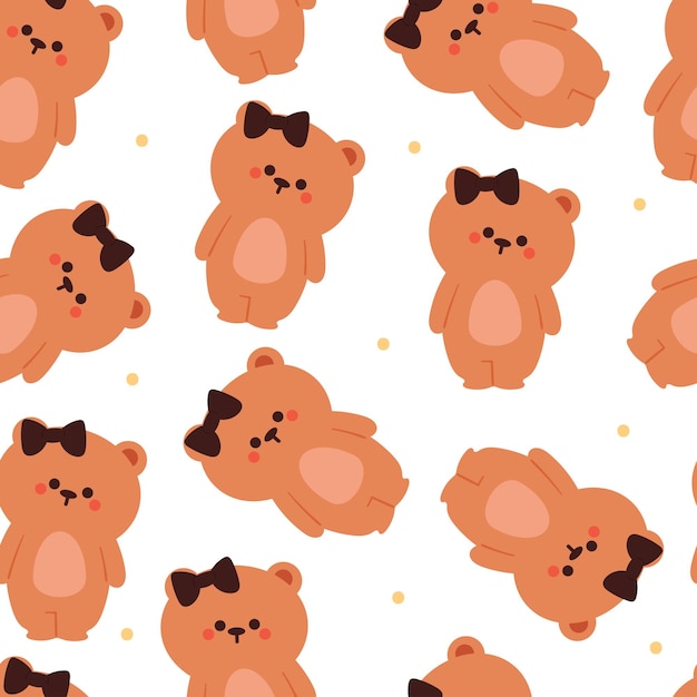 ilustración de papel tapiz animal lindo oso de dibujos animados de patrones sin fisuras para papel de regalo