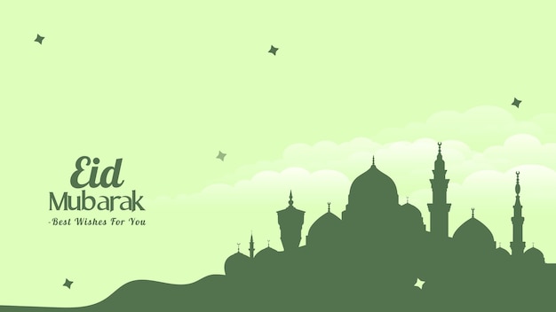 Ilustración de papel tapiz de fondo único de la mezquita de la media luna creativa de Eid Mubarak