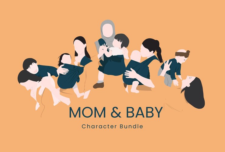 Ilustración de paquete de mamá y bebé