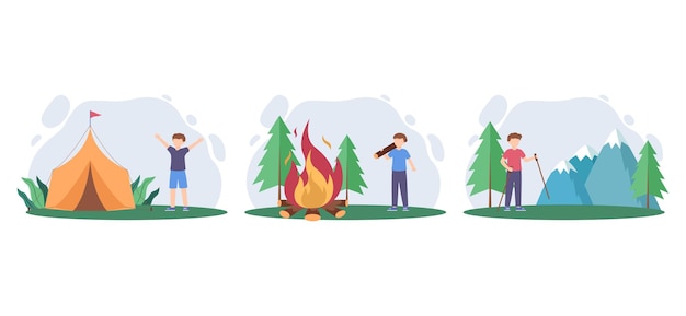 Ilustración de paquete plano de actividad de fin de semana
