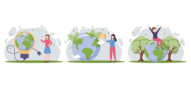 Ilustración de paquete plano del día de la tierra