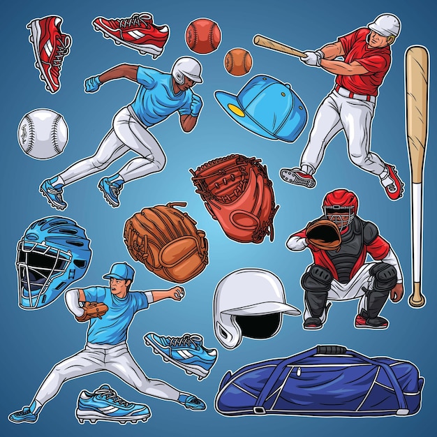 Ilustración de paquete de poses de béisbol