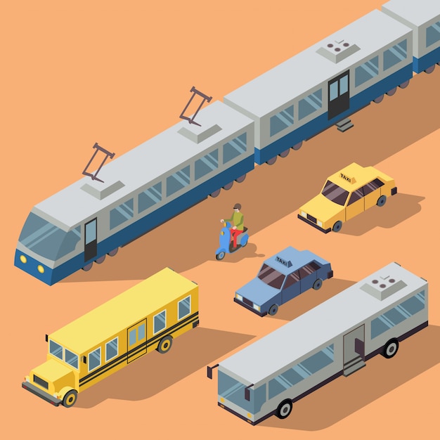 Vector ilustración de paquete de transporte público