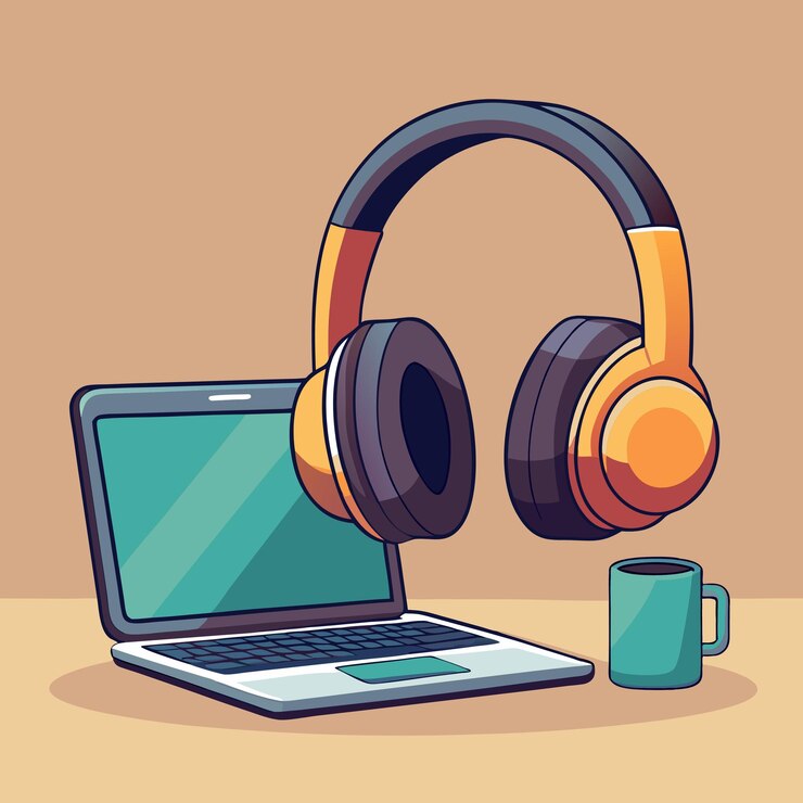 Vector ilustración de un par de auriculares de cancelación de ruido de primera calidad