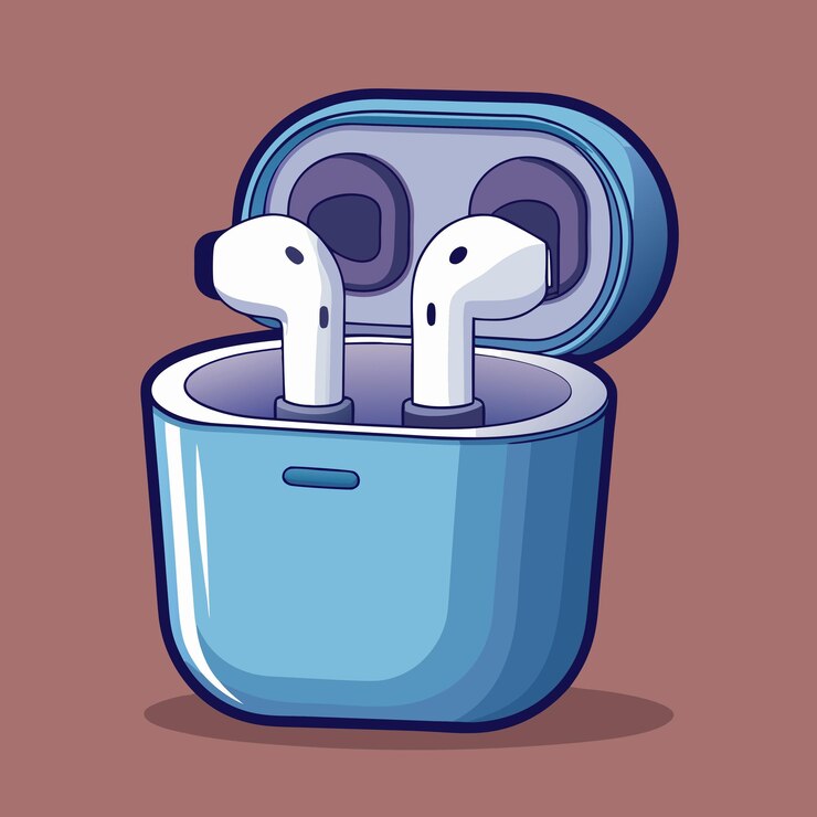 Vector ilustración un par de auriculares inalámbricos con un diseño compacto y elegante