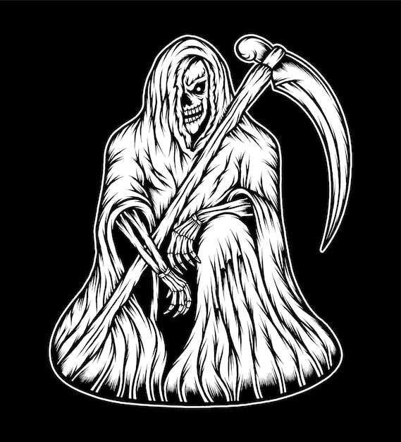 Ilustración de la Parca de miedo de la vendimia. Vector premium