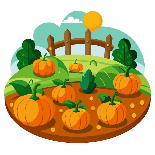 Ilustración de un parche de calabaza sobre un fondo blanco